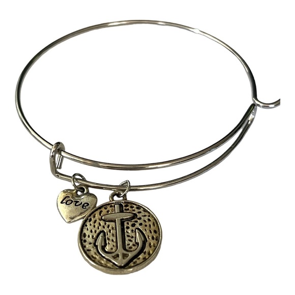Silver Anchor Charm Bangle Bracelet NWT - Picture 2 of 2